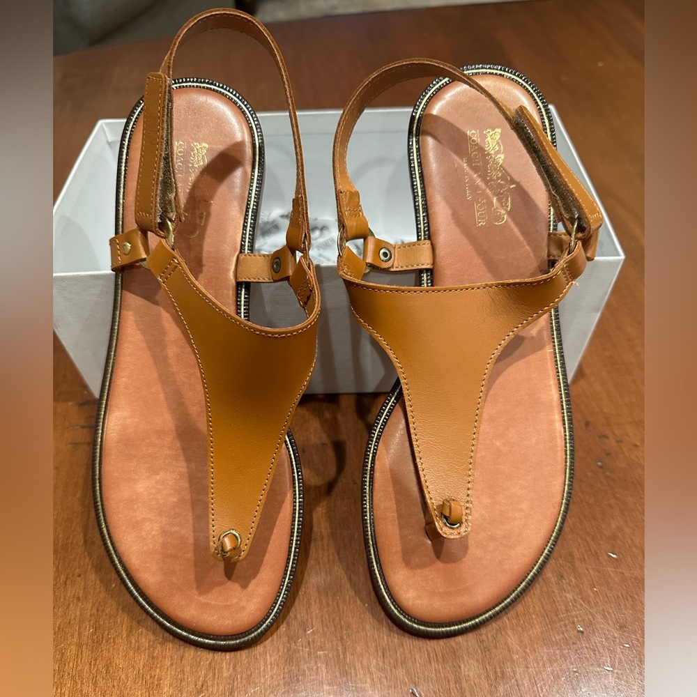 Coach Tan Leather Women's Sandals
